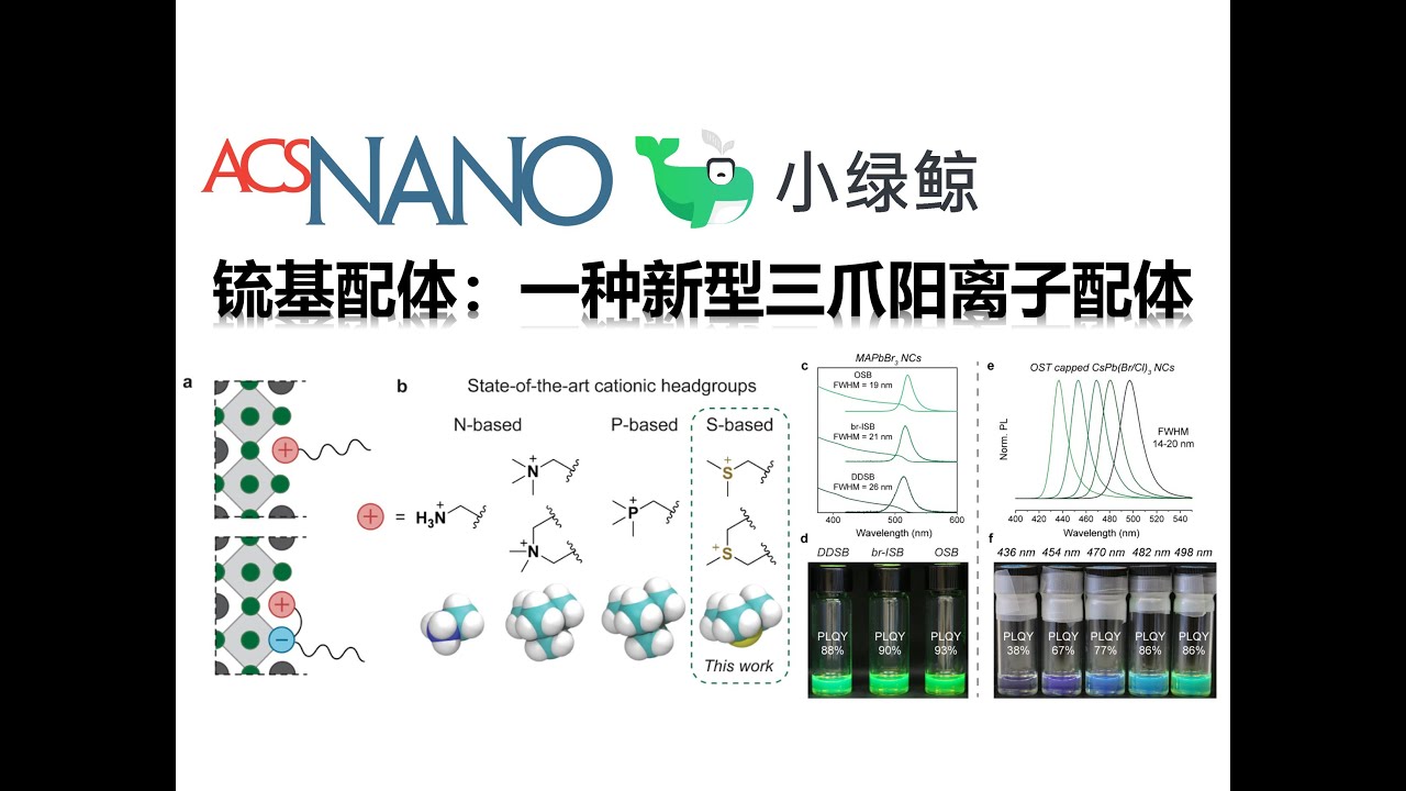 锍基配体，比油酸，膦更适合钙钛矿量子点的新配体【ACS Nano】