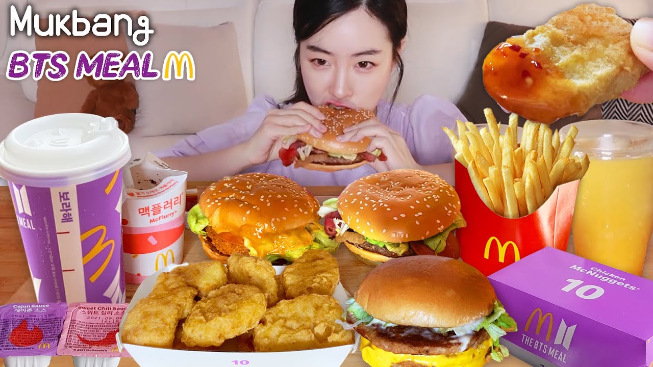 🍟McDonald's BTS meal Mukbang💜Bulgogi burger, shrimp burger, beef burger, French fries, McNuggets