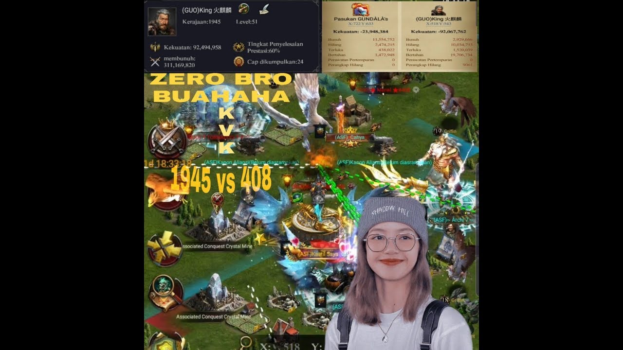 CLASH OF KINGS KVK 1945 vs 408 TEAM SOLID DI CANON LANGSUNG ZERO !!!