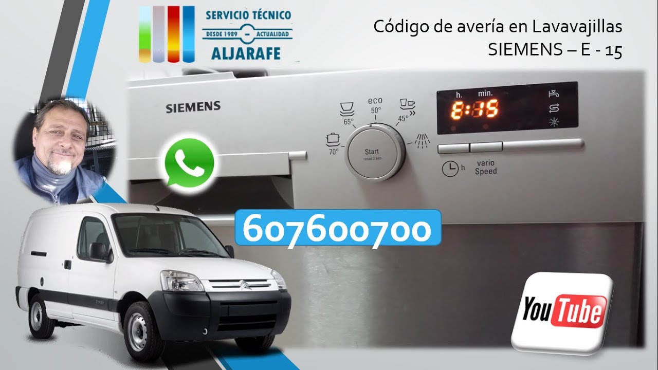 Reparación lavavajillas Siemens,Bosch,Balay,  codio averia E 15