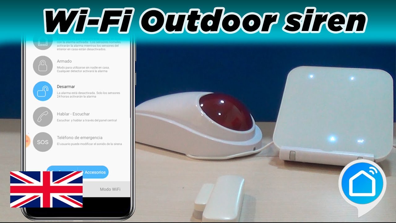 Outdoor WiFi siren compatible with APP Smart Life. Turn the siren on and off from your mobile phone
