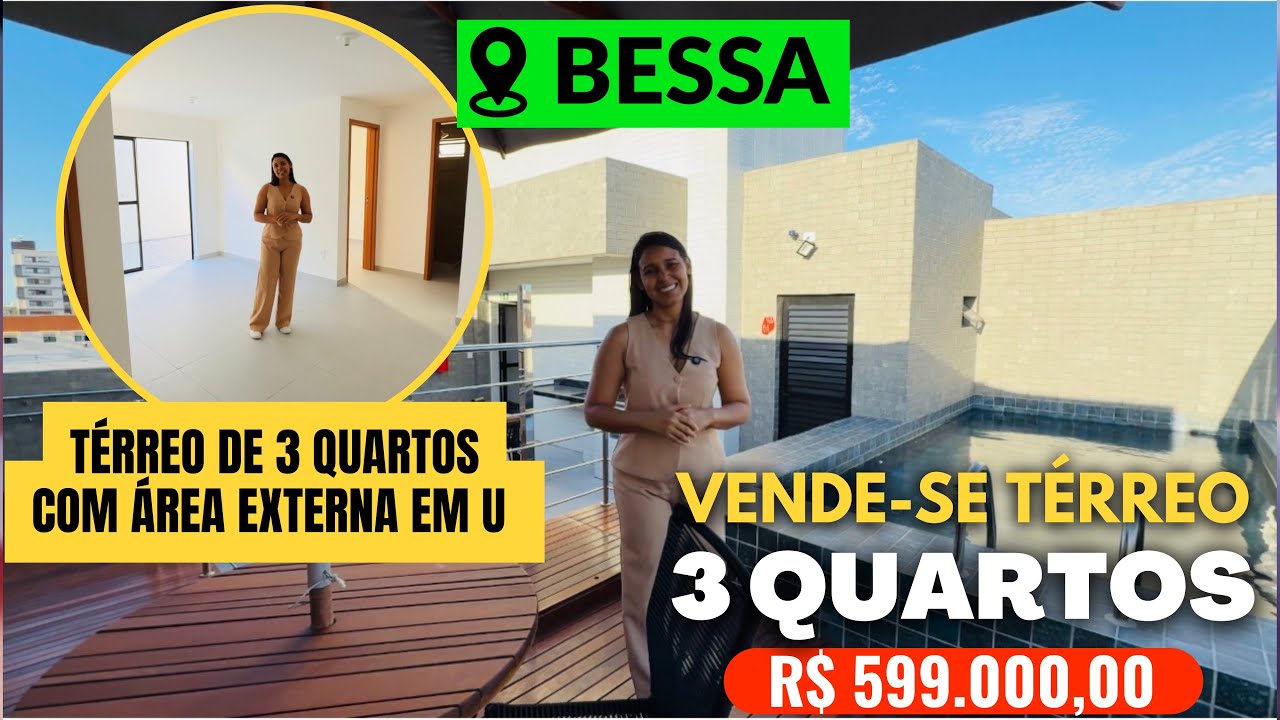 Vendo apartamento térreo com área externa no bairro do Bessa em João Pessoa-PB | apenas R$599.000,00