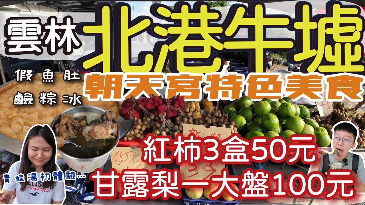 【雲林美食】百年北港牛墟裡面超多便宜的水果可以買| 朝天宮必吃特色美食|第一次吃紅燒青蛙湯滋味如何? | 辦桌風味的羊肉米糕不吃可惜|鹼粽也能做成冰? 假魚肚是什麼?  #北港牛墟 #北港朝天宮