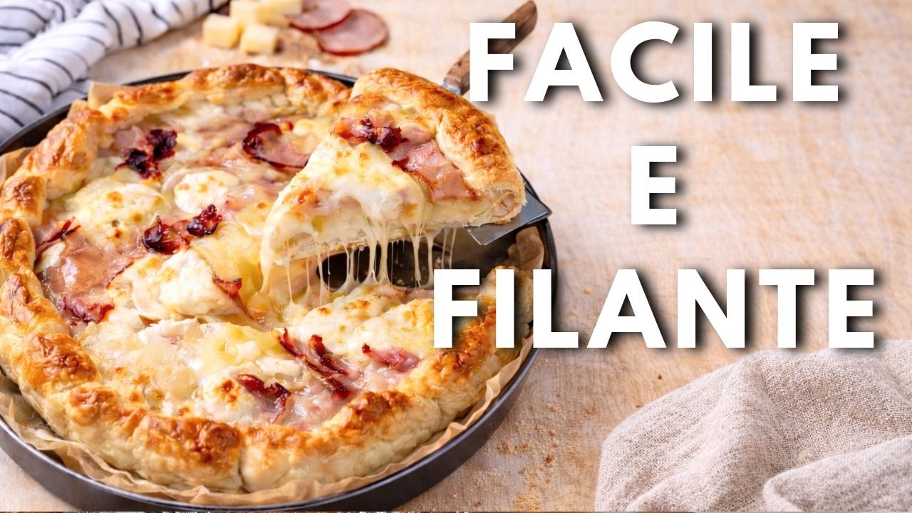 TORTA RUSTICA PATATE E PROSCIUTTO COTTO | Ricetta veloce e facile #tortarustica #pastasfoglia