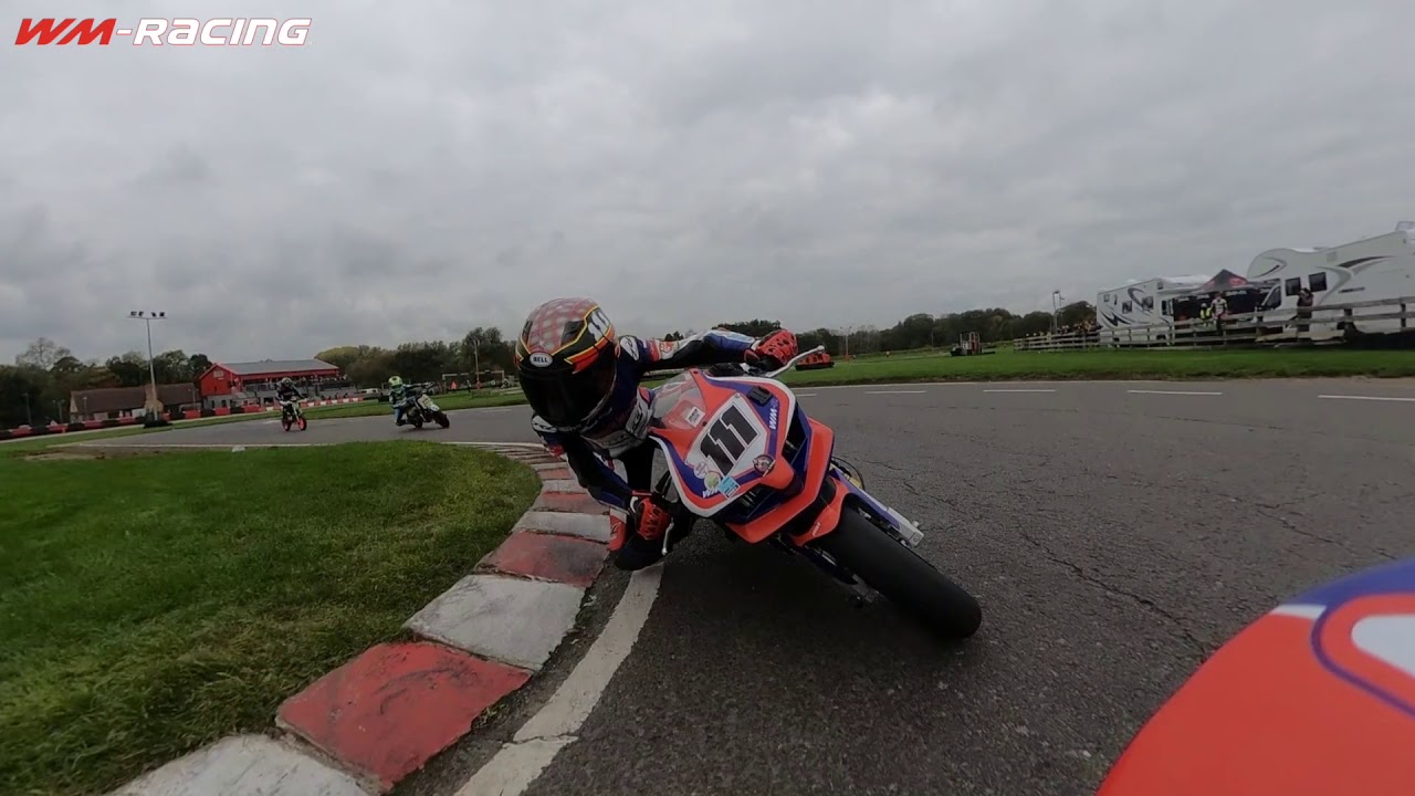 BMB Round5 Whilton Mill -  Race 1 Restart - Onboard Peter Willis - MiniGP 140 Bucci Moto BR12