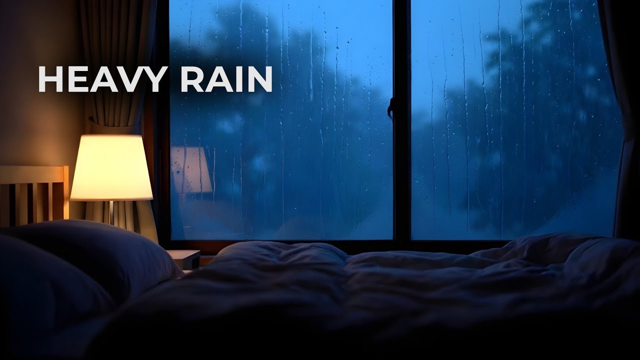 Heavy Rain Sounds for Sleeping | Dark Bedroom at Night (No Music)