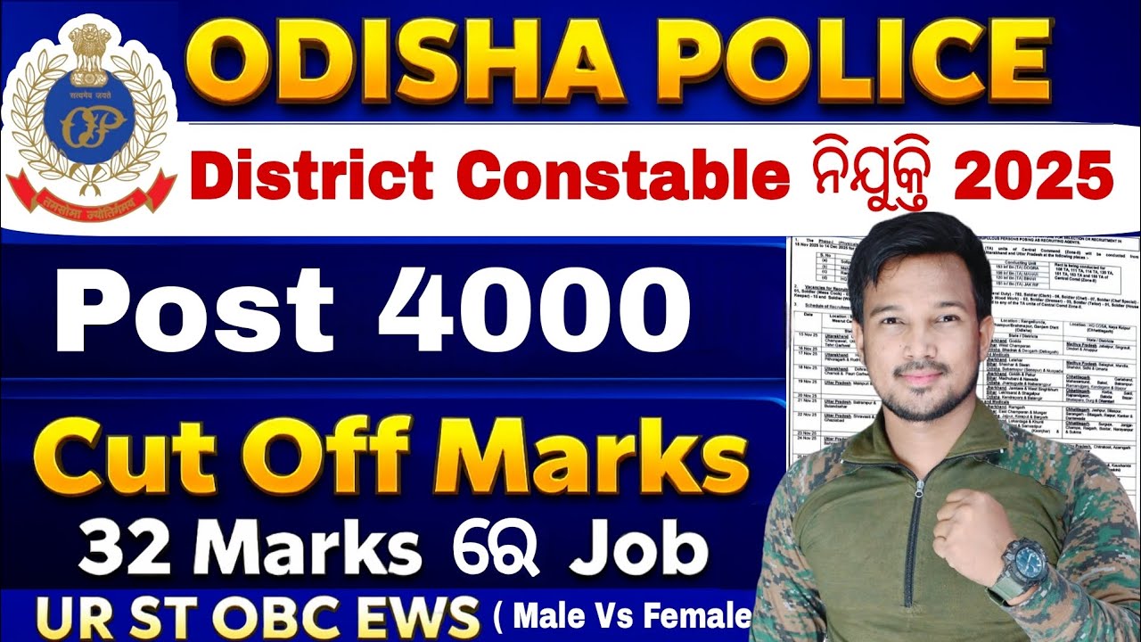 Odisha Police New Recruitment 2025 OISF District Constable Previous Year Cutoff Oisf Cut Off 2025