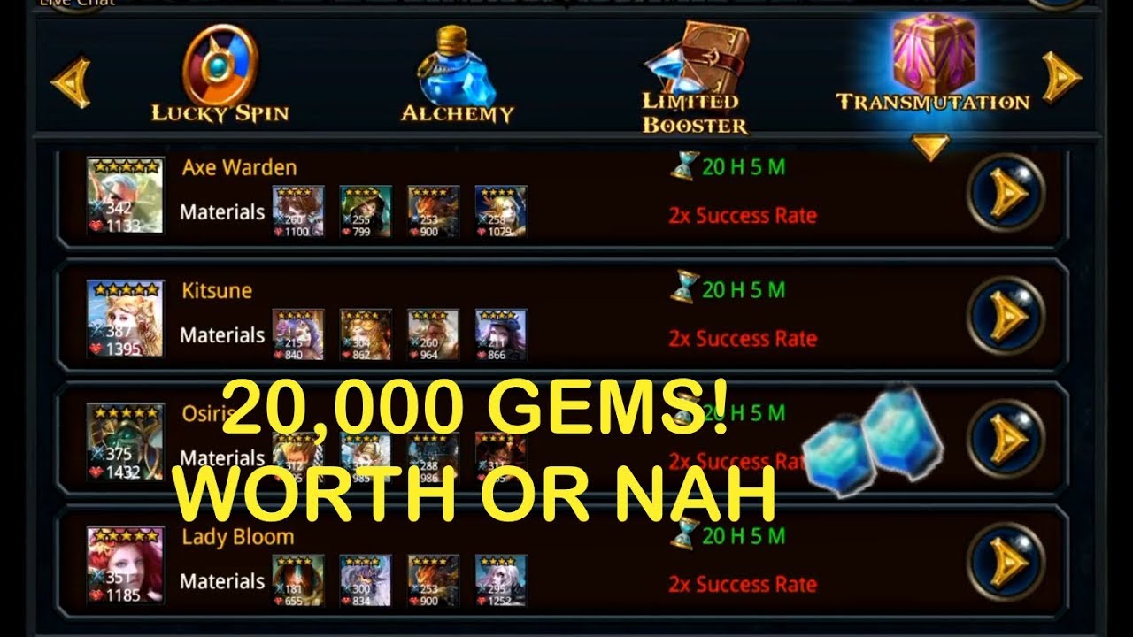 Deck Heroes: 20k GEMS KITSUNE TRANSMUTATION!!