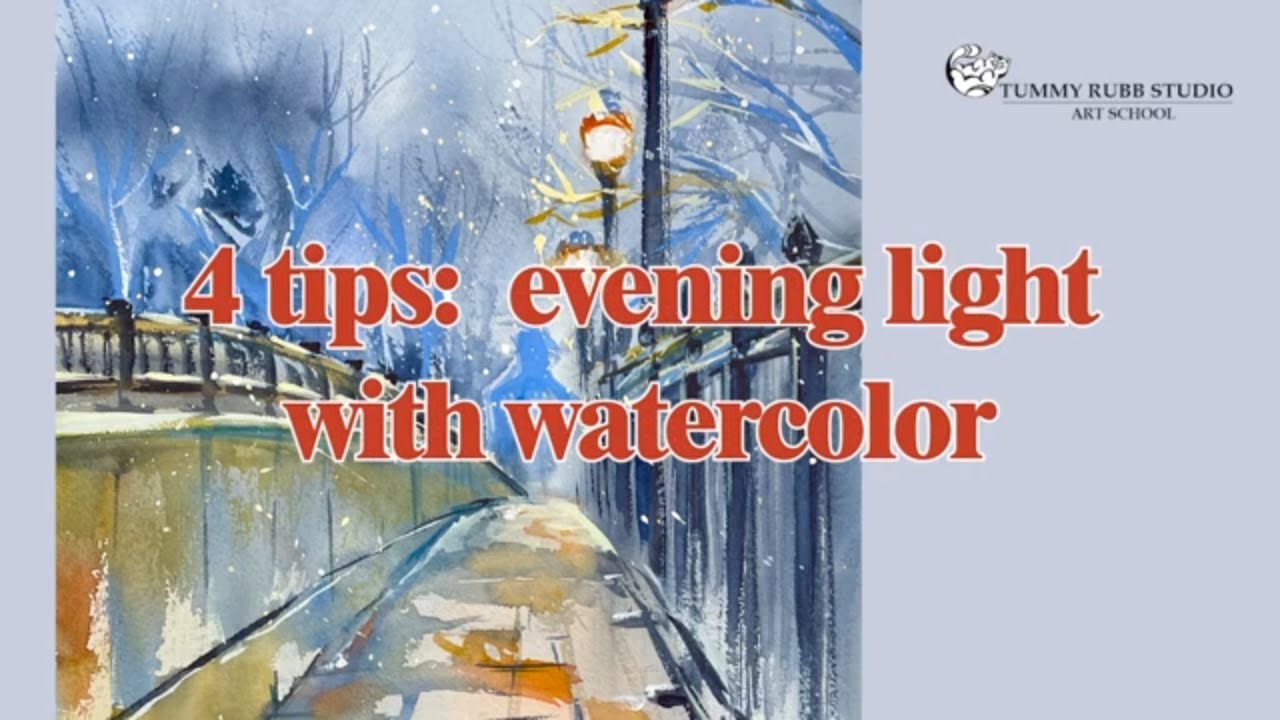Atmospheric watercolor painting of urban landscape: how to paint evening light