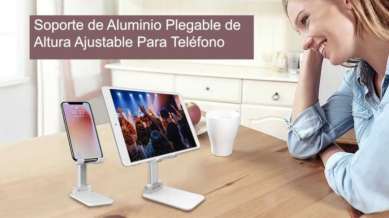 Soporte de Aluminio Plegable de Altura Ajustable Para Tel&eacute;fono M&oacute;vil o Tabletas MercadoLibre