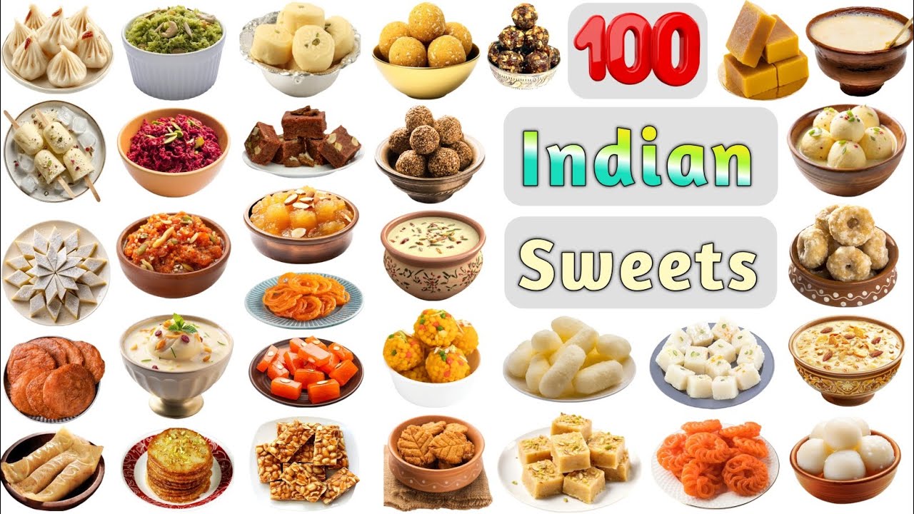 Sweets Vocabulary ll 100 Popular Indian Sweets Name with Pictures ll  Indian Famous Deserts Name