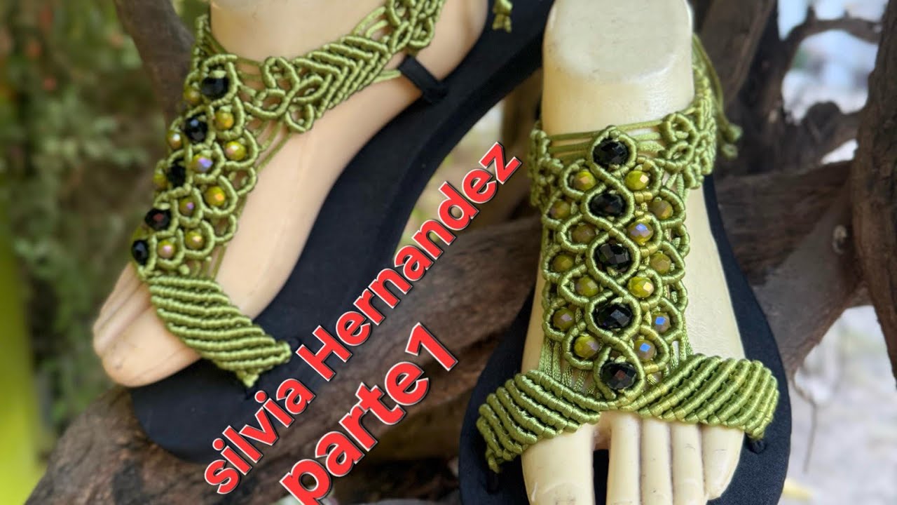 Huarache macrame verde parte 1