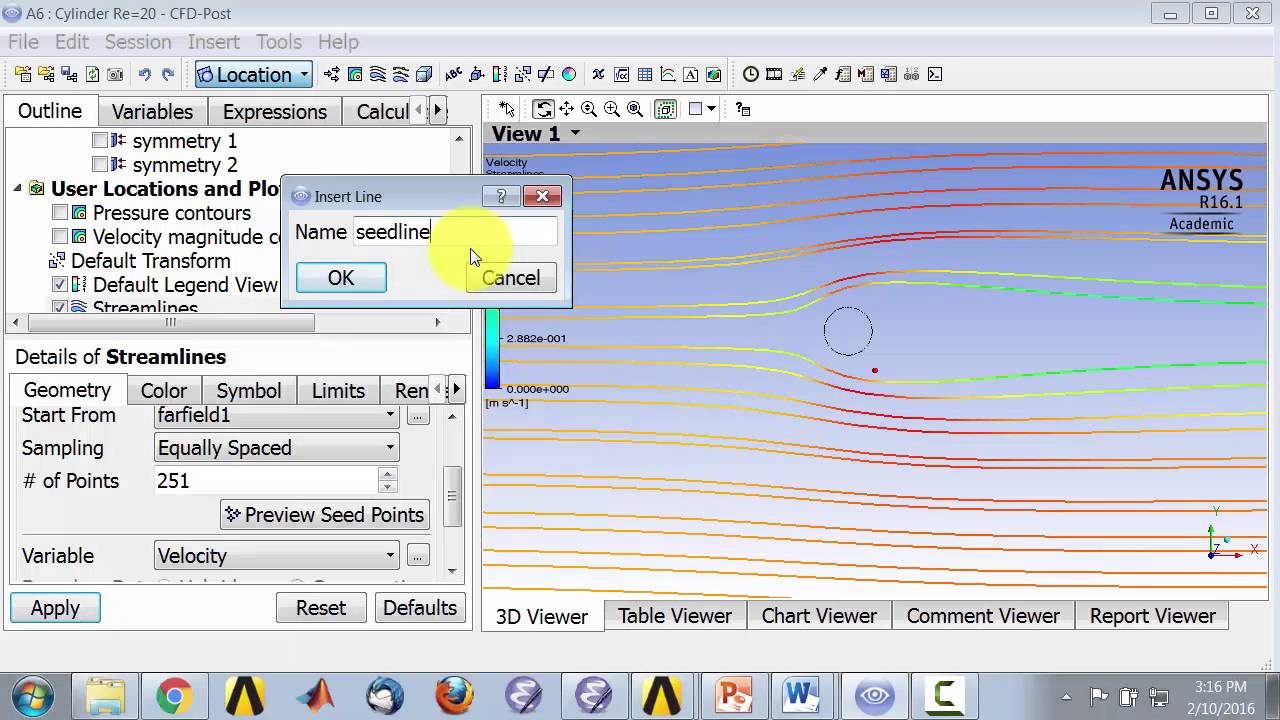 Cylinder Flows Using Ansys CFD-Post — Streamlines
