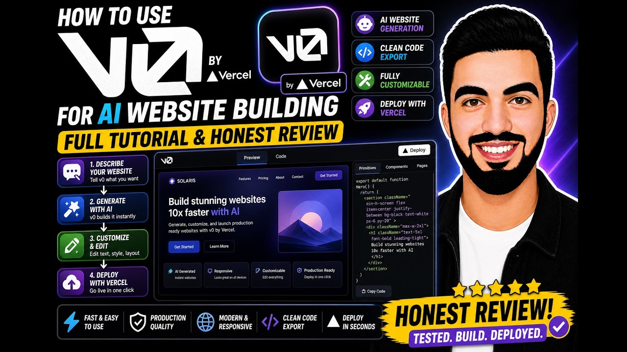 How to Use V0 by Vercel for AI Website Building | Full Tutorial and Honest Review