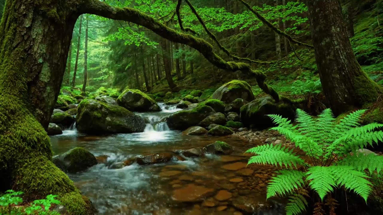 Calming Forest Ambience 🌿 Birds Singing Beautiful Stream Sounds for Deep Sleep, Study Focus,Medicine