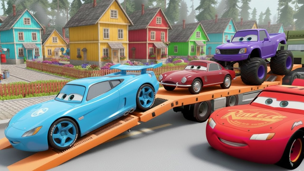 Colorful Truck and McQueen Transport  - Trucks vs Car #17 BeamNG.Drive Gameplay