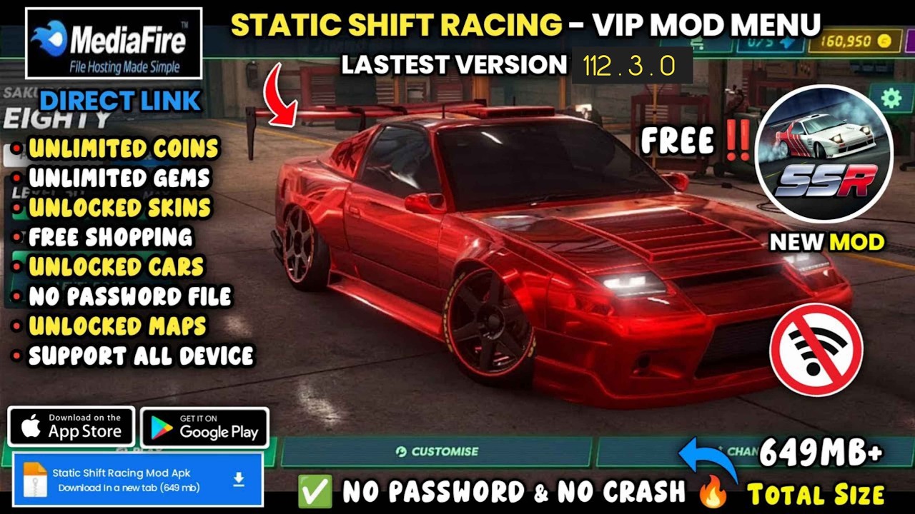 SSR 🔥 Static Shift Racing Mod APK v102.9.0 &ndash; Unlimited Money, All Cars Unlock | Mod Menu (2025).