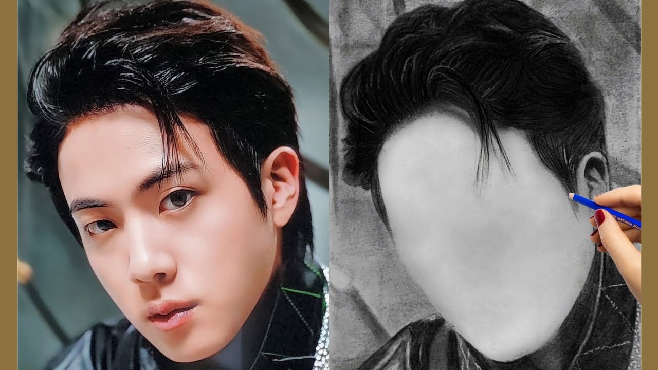 Realistic Drawing of Jin from BTS | BTS Portrait Fan Art
