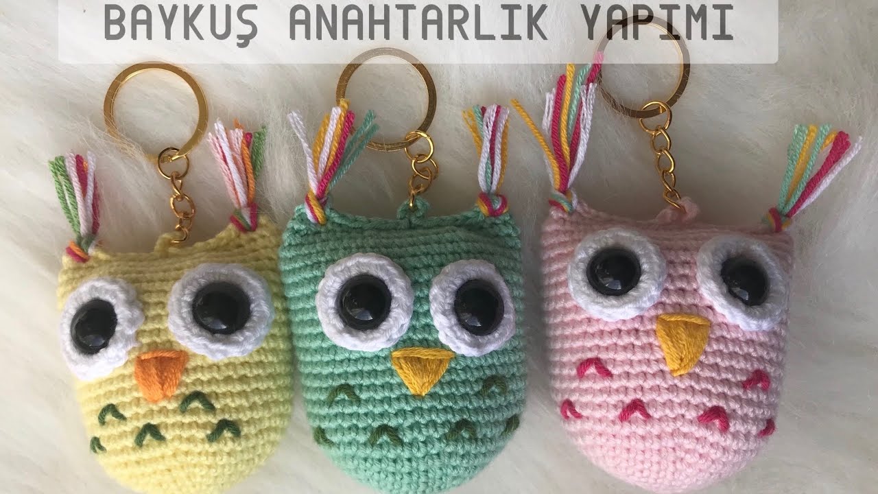 AMIGURUMI Baykuş Anahtarlık Yapımı( Amigrumi Owl Keychain Tutorial) ENG SUBS ON)