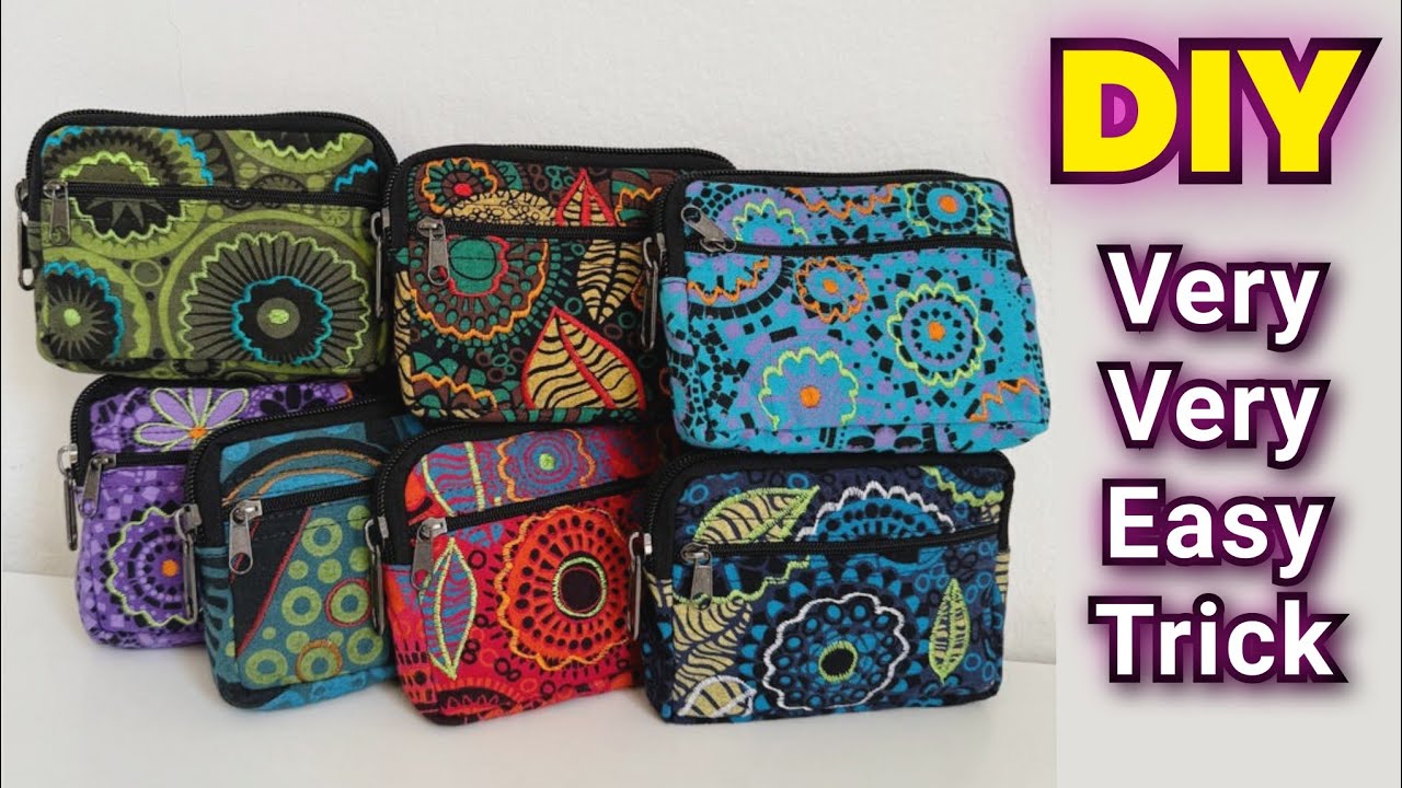 SUPER EASY 😍 2 Zipper pouch making at home/ Purse cutting and stitching/ bag making at home #sewing