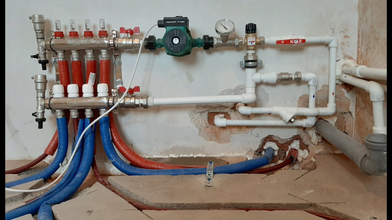 Работа теплого водяного пола + радиаторы
