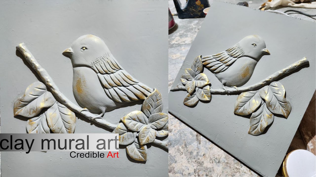 make 3D clay mural bird l marble dust clay l #art