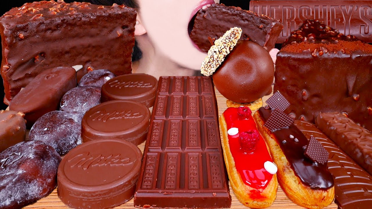 ASMR MAGNUM CHOCOLATE ICE CREAM CAKE NUTELLA TWIX M&M'S LOTUS DESSERT MUKBANG 초콜릿 먹방 EATING SOUNDS
