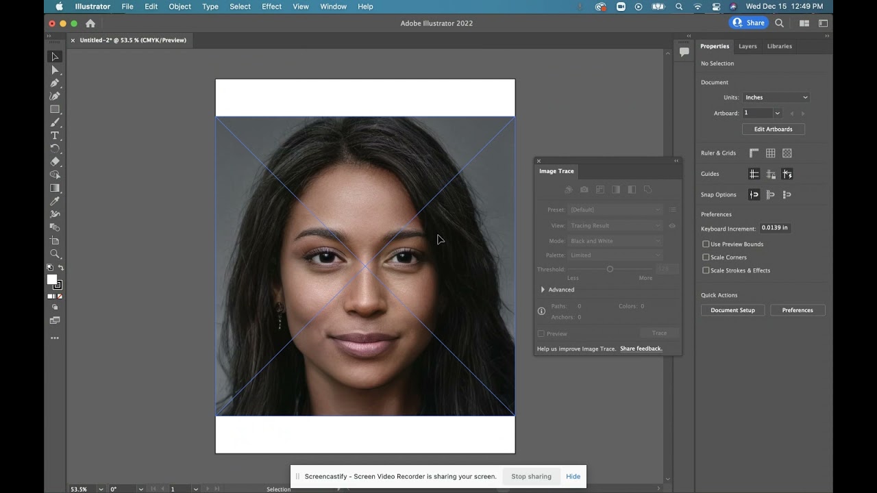Using Image Trace in Illustrator to Trace an Image and Reduce Color Areas.