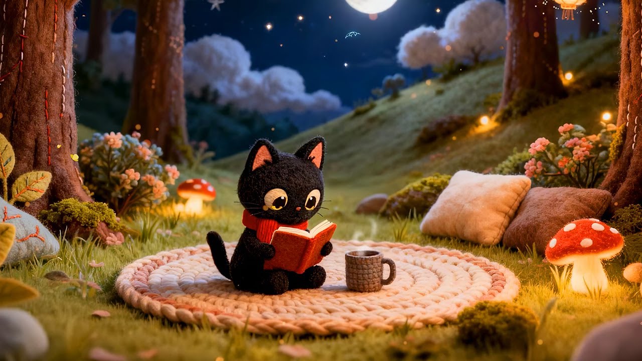 Lofi Cat's Peaceful Night Study 🌙 Cozy Lofi Beats to Sleep, Chill & Focus 🐈‍⬛ Gentle Beats to Relax