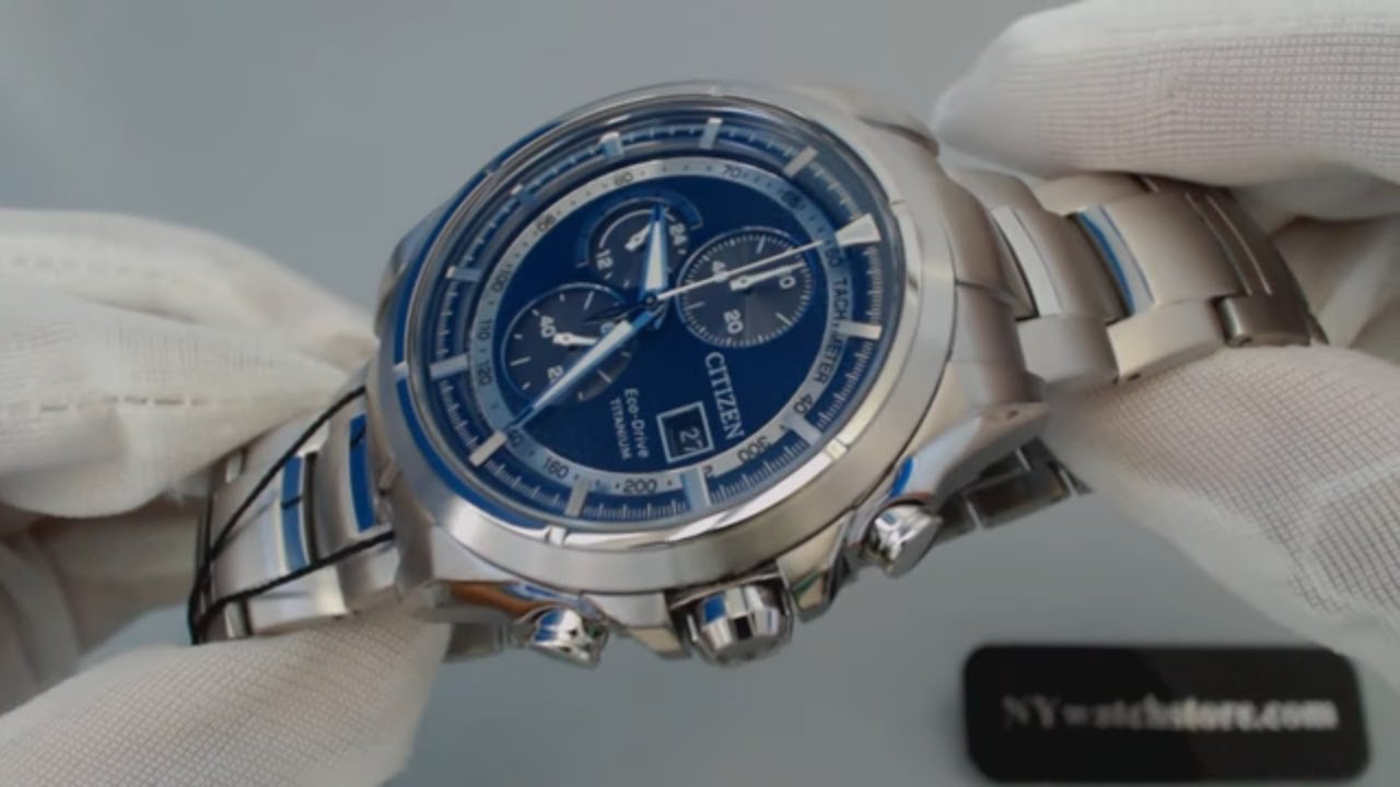 Men's Citizen Eco Drive Solar Titanium Chronograph Watch CA0550 52L