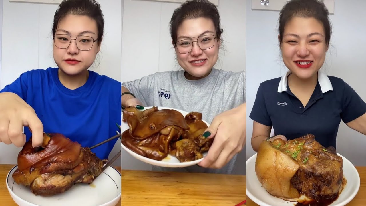 Mukbang Challenge:Eat cow tongue belly rib belly pork skin roll 🥐#mukbang #yummyfood  #eatingsounds