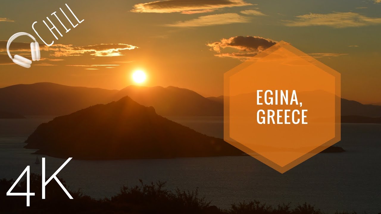 Greece, Egina town and harbour. 4K virtual tour/run. Greek Island of Agena
