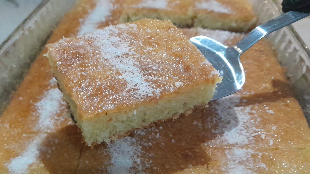 كيكة جوز الهند المشربة.. بدون خلاط ومكونات بسيطة ومتوفرة