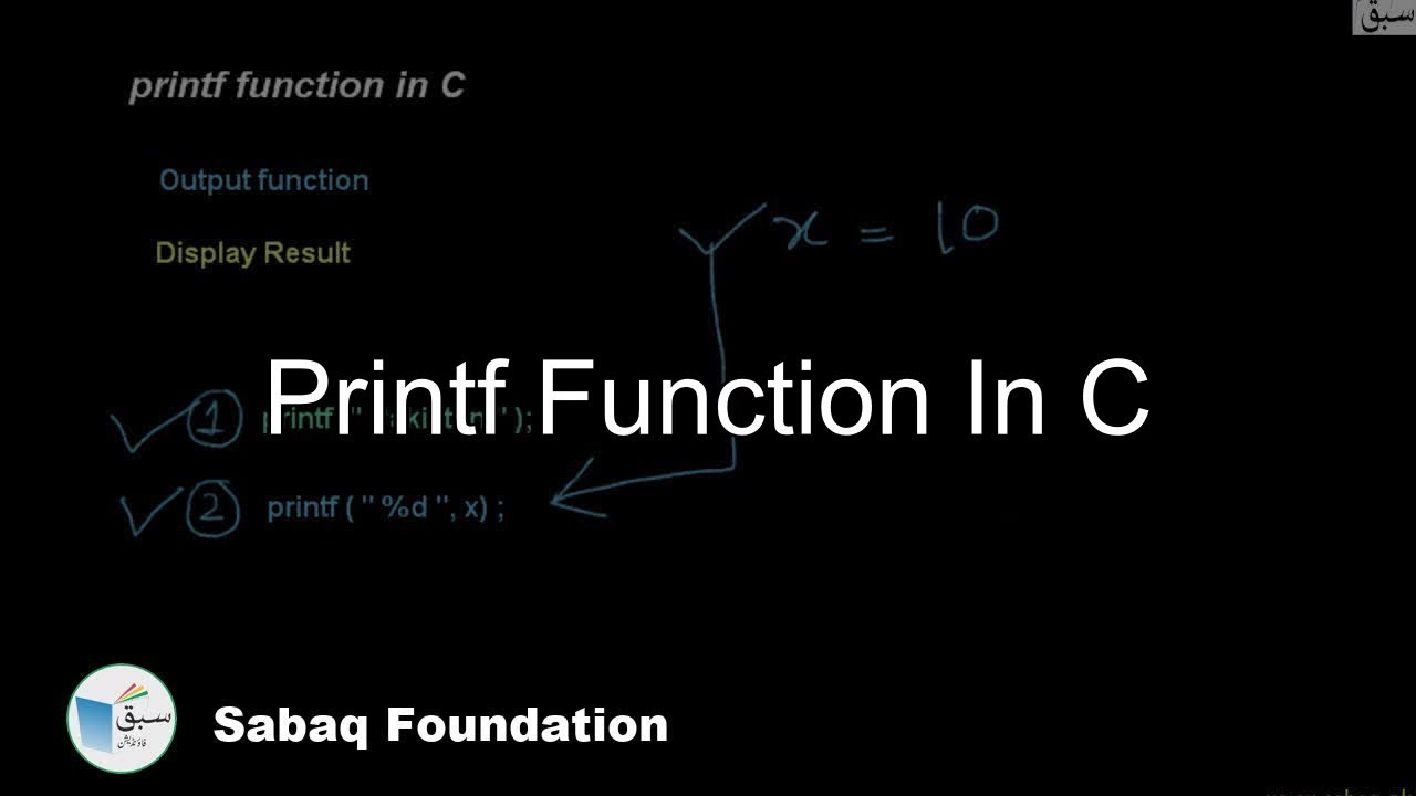 printf function in C, Computer Science Lecture | Sabaq.pk