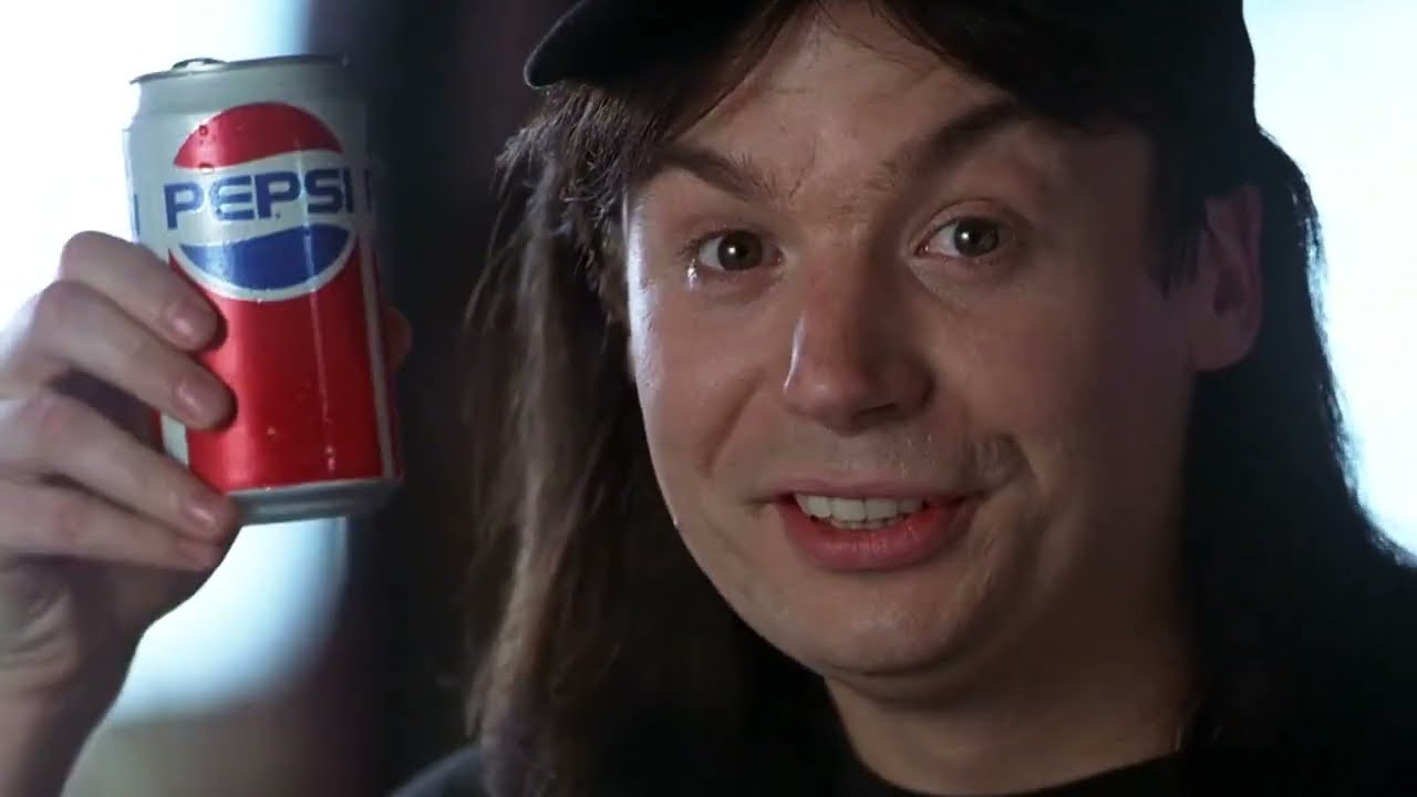 Wayne's World scene (Pizza Hut, Doritos, Pepsi)