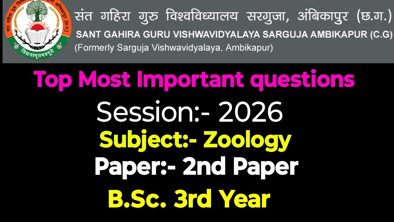 Zoology important questions 2026 paper second @Happybiologyclass 
