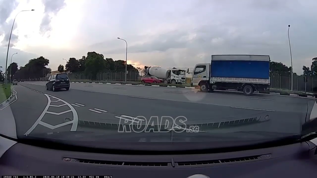 A car nearly rear-ended the cam car at a slip road and then made an obscene gesture.