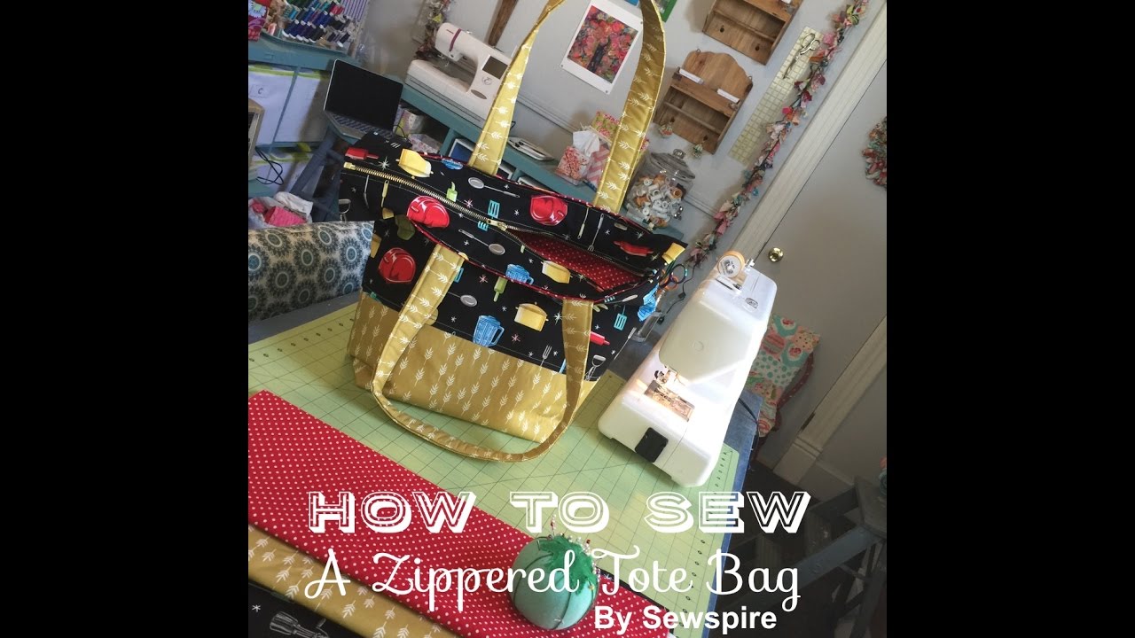 How to Sew A Retro Zippered Tote Bag by Sewspire