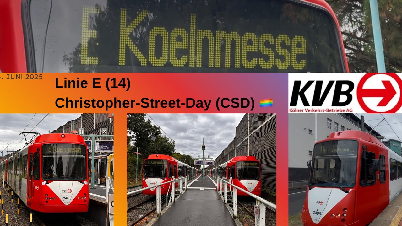 Linie E (14) CSD🏳️&zwj;🌈 (Stadtbahn K&ouml;ln)(Cologne lightrail) [4K]