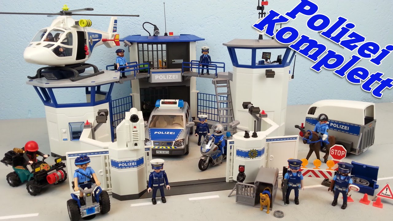 Playmobil Polizei Kommandozentrale Komplett Helicopter Einsatzwagen seratus1