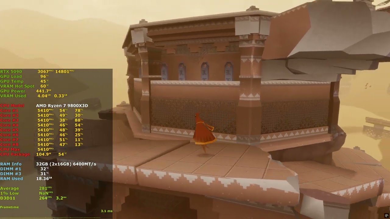 Journey 4k ultra pc 9800X3D RTX 5090