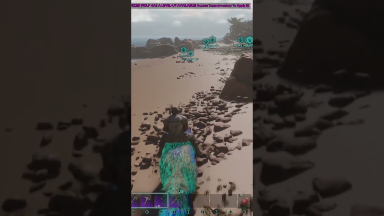 Ark: Survival Ascended - My Galvanized Wolf's electric shock rips the Magna Gecko in half