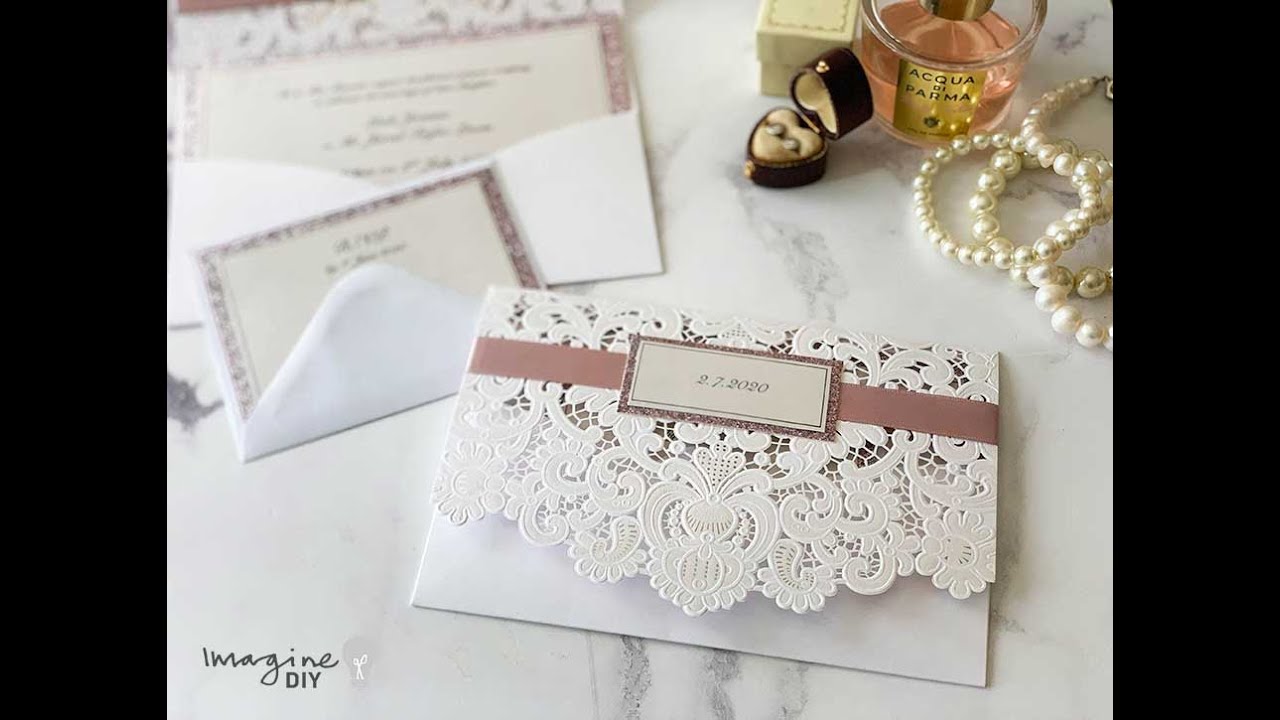 Make Your Own Luxury Wedding Invitations - DIY Wedding Invitations with Laser Cut Pocket and Glitter