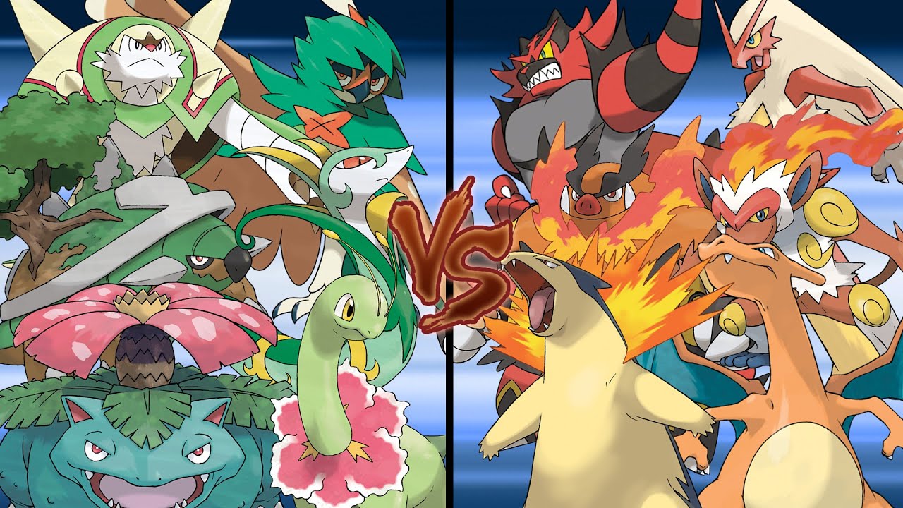 Pokemon Battle Of Starters: Grass Starters Vs Fire Starters
