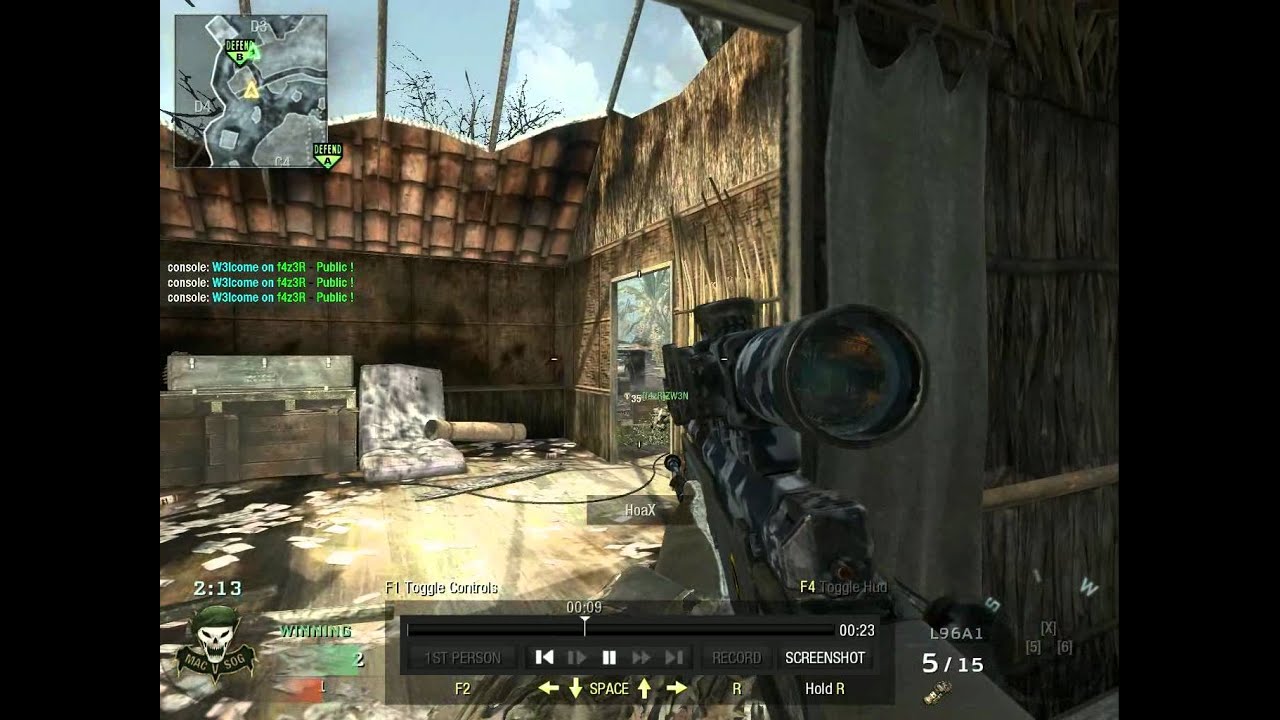 Call Of Duty Black Ops-L96 Sniper rifle Double kill