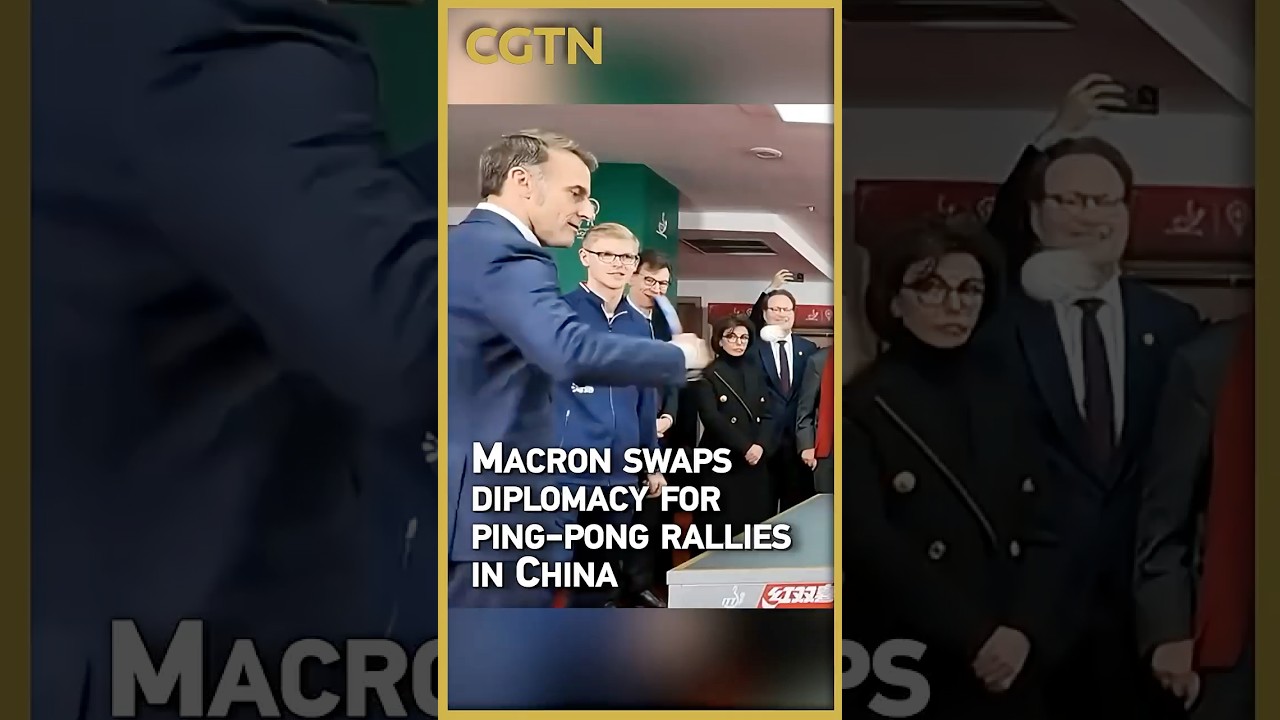 Macron swaps diplomacy for ping-pong rallies in China