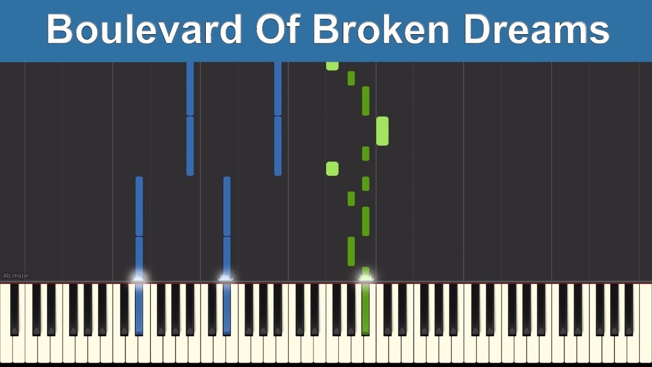Boulevard Of Broken Dreams - Green Day - Synthesia Piano Tutorial
