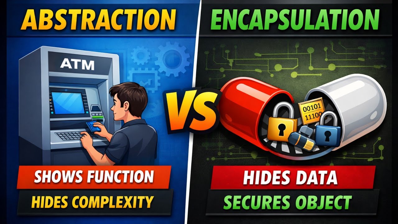 Abstraction vs Encapsulation – Don’t Confuse Again! (OOPS Explained)