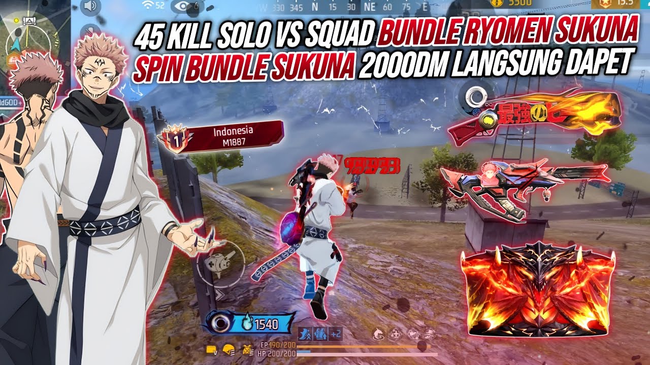 45 KILL SOLO VS SQUAD BUNDLE SUKUNA !!! SPIN BUNDLE SUKUNA MODAL 2000DM LANGSUNG DAPET🔥🔥🔥
