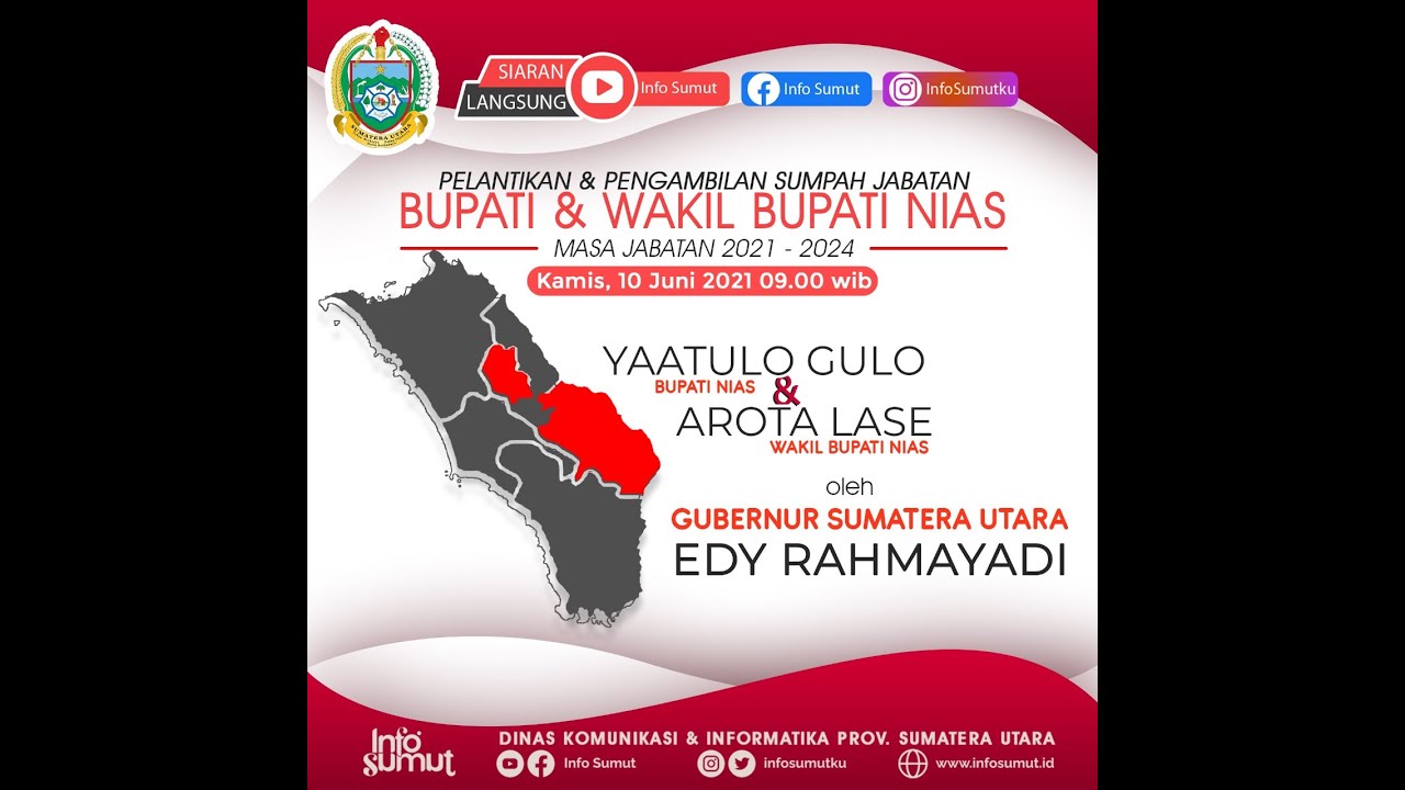 UPACARA PENGAMBILAN JANJI JABATAN DAN PELANTIKAN BUPATI DAN WAKIL BUPATI NIAS OLEH GUBERNUR SUMUT